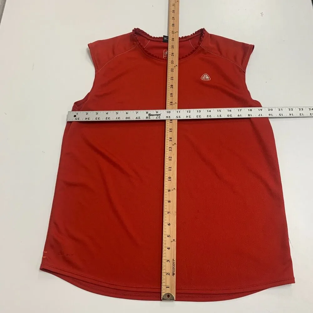 Vintage Nike ACG Tank Top Womens L Large Red Ruffled Neckline Sleeveless Active